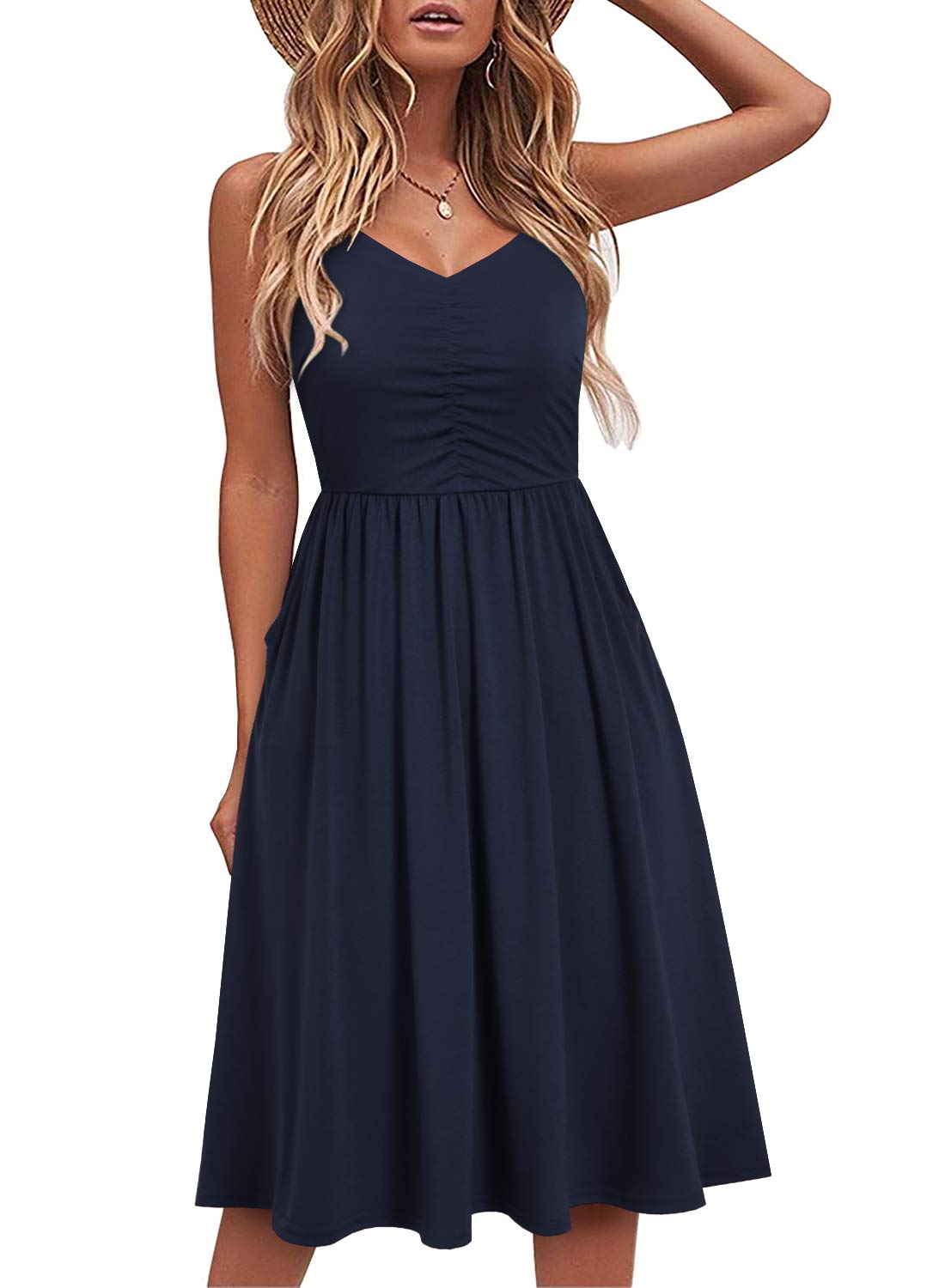 Casual Dresses for Women Sleeveless Cotton Summer Beach Dress A Line  Spaghetti Strap Sundresses with Pockets | Walmart Canada
